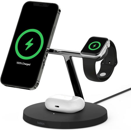 Belkin 3-in-1 draadloze lader met MagSafe zwart Belkin 3-in-1 draadloze lader met MagSafe zwart