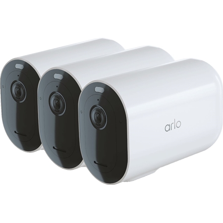Arlo Pro 4 XL draadloze BEVEILIGINGSCAMERA 3-Stuks wit - IP Camera binnen & buiten - Batterij 12 mnd. - Geïntegreerde sirene & spotlight (nachtzicht) - Geschikt voor Smart Home Pla