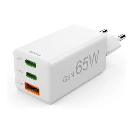 Hama Snellader, 2x USB-C, 1x USB-A, mini-oplader, PD, 65 W