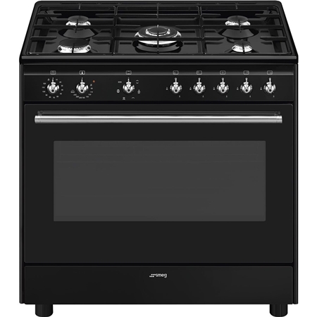 SMEG CX91GMBLNLK Classici Esthetisch Fornuis met Gas Kookplaat - 90 x 60 cm - Zwart