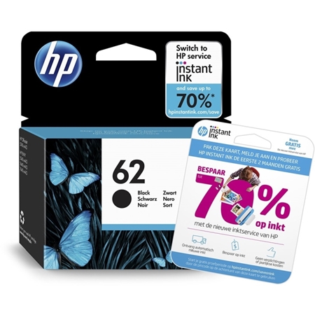 HP 62 originele zwarte inktcartridge met gratis 2 maanden instant ink