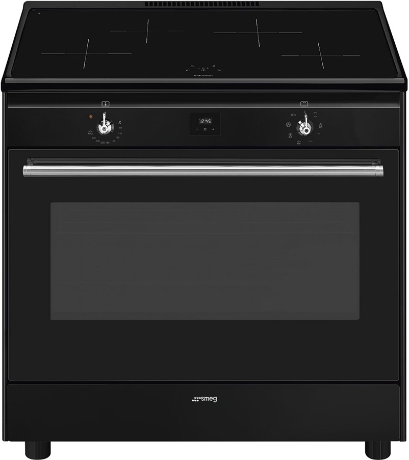 SMEG CX91IMBL Classici Esthetisch Fornuis met Inductie Kookplaat - 90 x 60 cm - Zwart