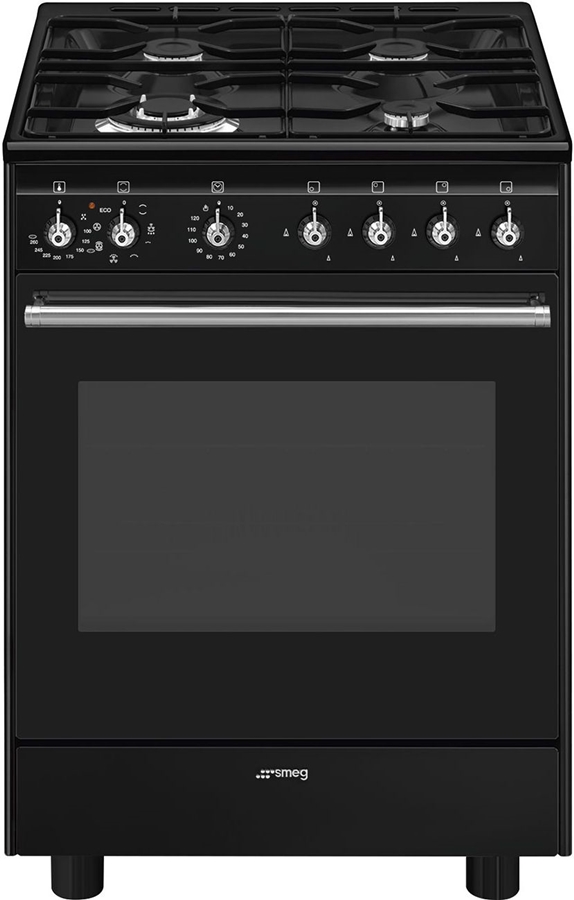 SMEG CX61GMBLNLK Classici Esthetisch Fornuis met Gas Kookplaat - 60 x 60 cm - Zwart