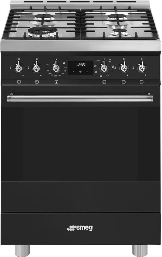 SMEG C6GMMBNLK2 Classici Gasfornuis met Elektrische Oven - Mat Zwart