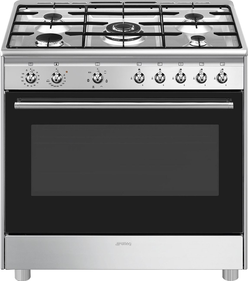SMEG CX91GMXNLK Classici Esthetisch Fornuis met Gaskookplaat - 90 x 60 cm