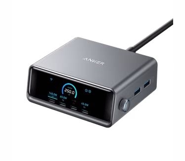 Anker Prime Wall Charger 250W, 4C/2A Zilver