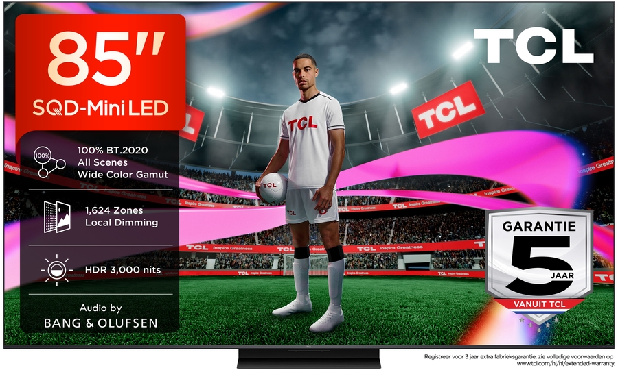 TCL 85MSQLED85L Mini LED 4K TV met 144Hz