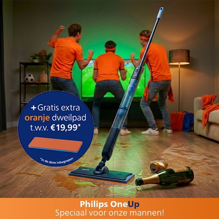WK Bundel Philips XV5113/01 OneUp 5000 serie Elektrische Dweil met Oranje Dweilpad