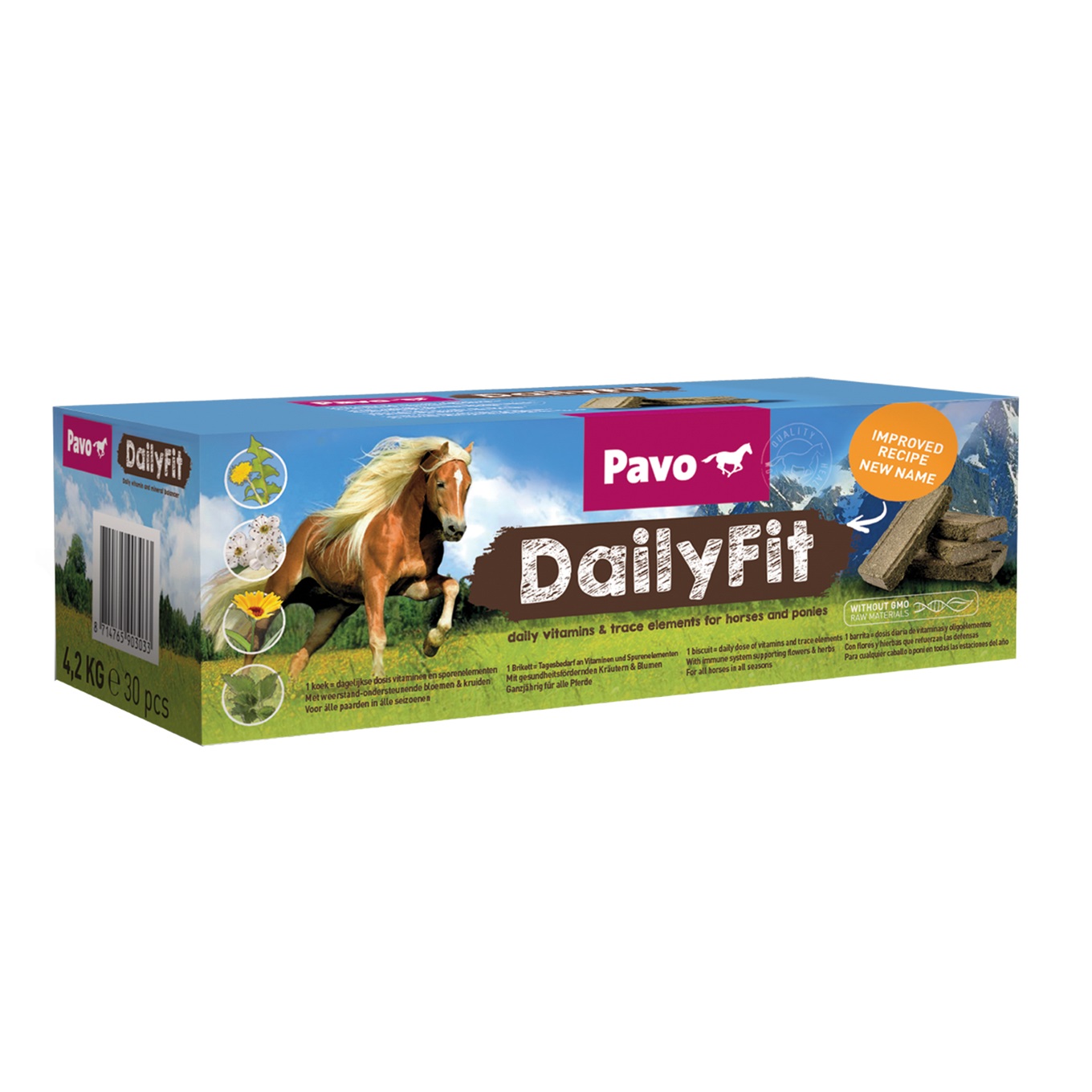 Pavo DailyFit_4.5KG_Besonders schmackhafte Mineralfutter Briketts für alle Pferde und Ponys