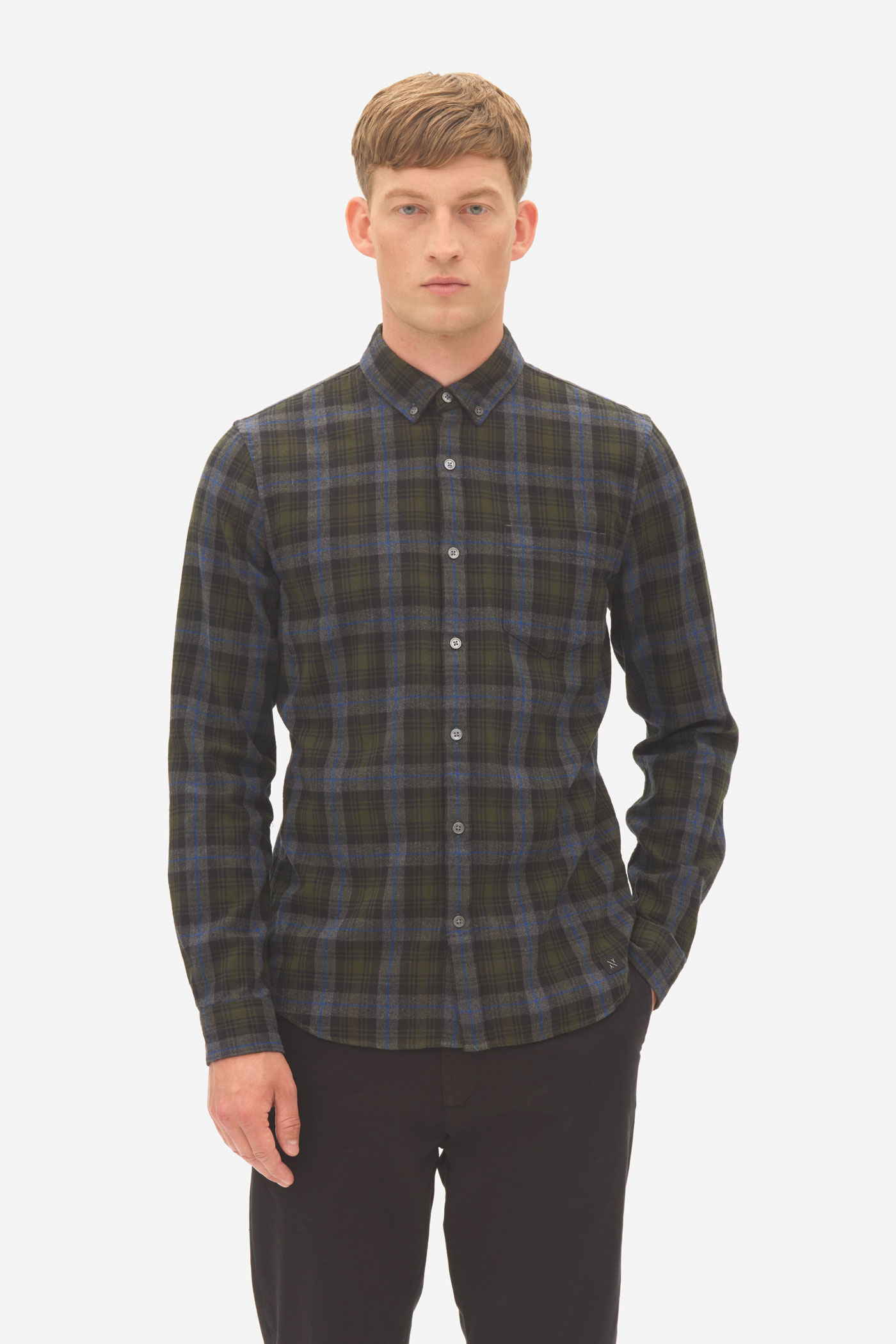Nowadays Brushed Check Button Down Heren