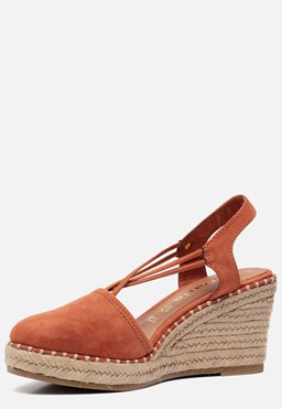 Sandalen met sleehak oranje