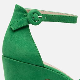 Sandalen met hak groen Textiel