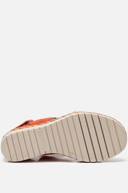 Sandalen met Sleehak oranje Leer