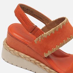 Sandalen met Sleehak oranje Leer