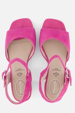 Comfort Sandalen met hak roze Leer