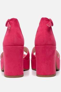 Sandalen met hak roze Textiel