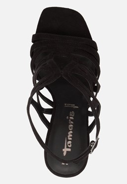 Sandalen met hak zwart Textiel