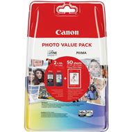 Canon Valuepack 540XL/541 XL + fotopapier ± 400 pagina's (kleur), ± 600 pagina's (zwart)
