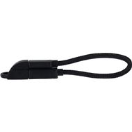 Keymate Sleutelhanger met micro-USB laad+datakabel 15cm zwart