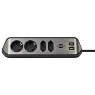 Brennenstuhl Hoek TCD 4-voudig +2x USB 2m Zwart