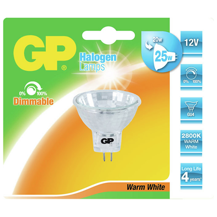 GP Halogeen lamp GU4 20 Watt 205Lm 2800 K