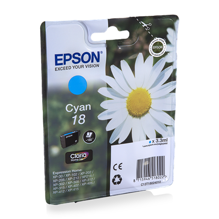 Epson Cartridge 18 (T1802) Cyaan ± 180 pagina's