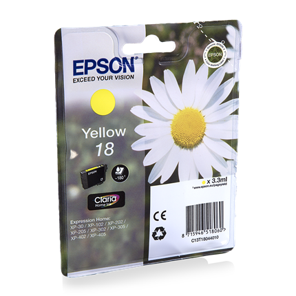 Epson Cartridge 18 (T1804) Geel ± 180 pagina's