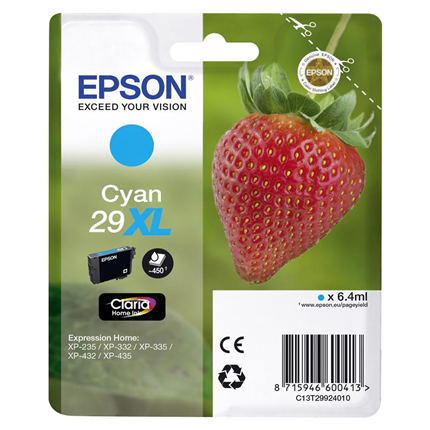 Epson Cartridge 29 XL (T2992) Cyaan ± 450 pagina's