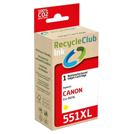 RecycleClub Cartridge compatible met Canon CLI-551 XL Geel