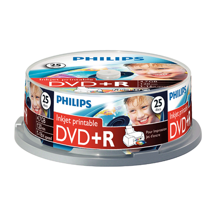 Philips Dvdr 47Gb 16Xspeed Printable Spindle 25 Stuks philips kopen in de aanbieding