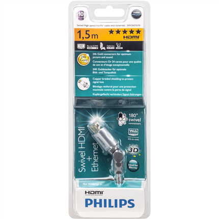 Philips Aansluitkabel HDMI High Speed ethernet 1,5m 180°