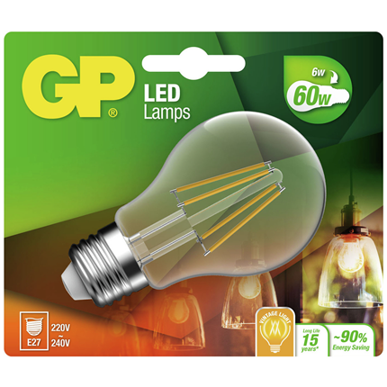 GP Ledlamp Classic E27 6W Filament