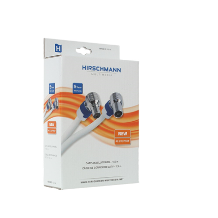 Hirschmann FEKAB5 Coax kabel (M)-(F) Haaks 1,5m