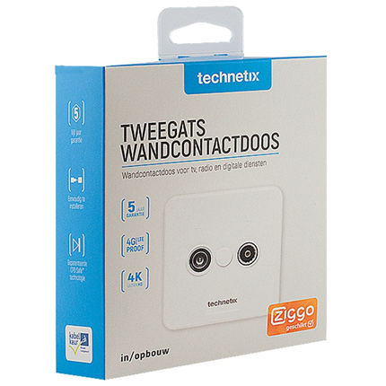 Technetix Tweegats Wandcontactdoos TRAS2000