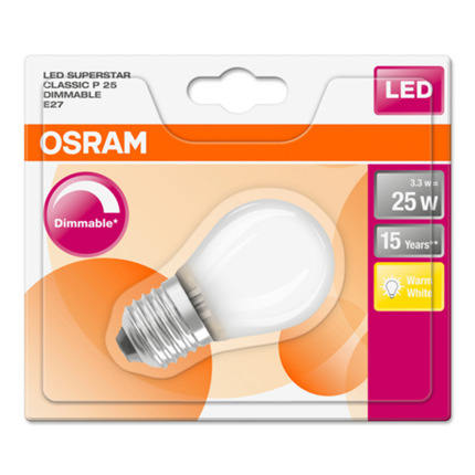 Osram ledlamp E27 2,5W Classic P filament dim mat