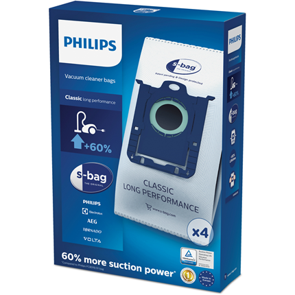 Philips stofzuigerzakken S-bag Classic Long Performance 4 stuks FC8021/03