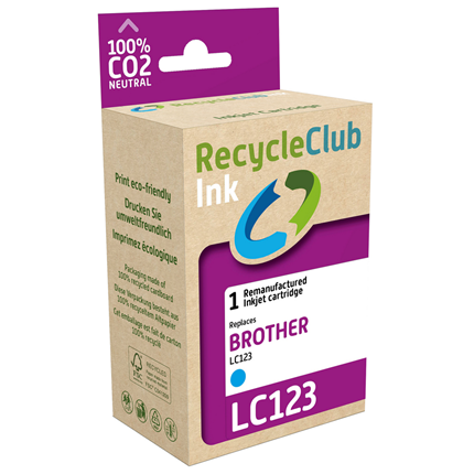 RecycleClub Cartridge compatible met  Brother LC-123 Blauw
