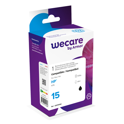 weCare Cartridge compatible met HP 15 Zwart ± 1030 pagina's