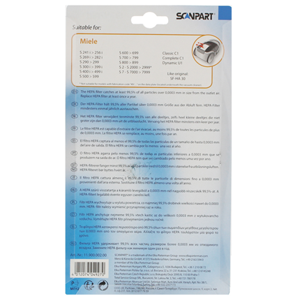 Scanpart HEPA-filter als origineel Miele SF-HA30 H12