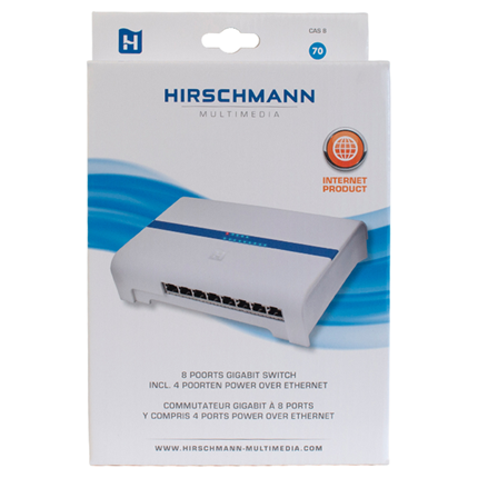 Hirschmann 8 poorts Gigabit switch met 4 PoE poorten CAS 8