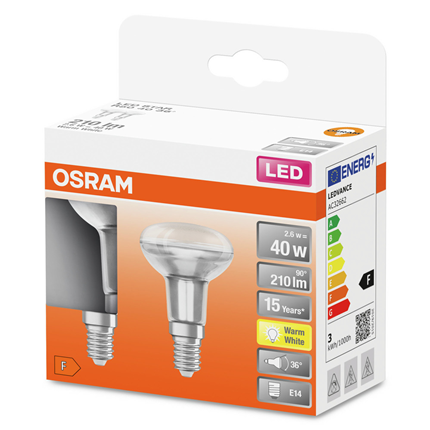 Osram ledlamp E14 3,3W R50 duopack