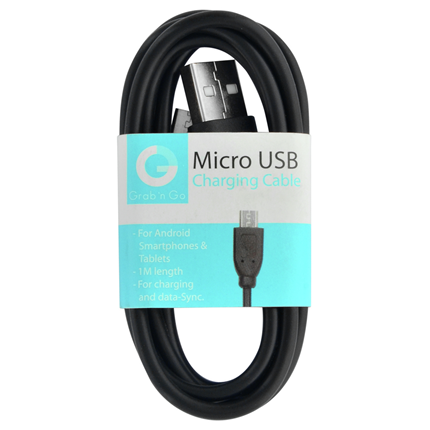 Grab 'N Go Micro usb kabel Zwart 1 meter