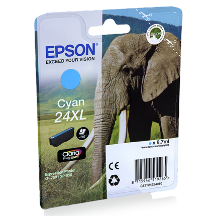 Epson Cartridge 24 XL (T2432) Cyaan ± 740 pagina's