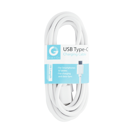 Grab ’n Go Laad+Datakabel USB-C Wit 2 Meter