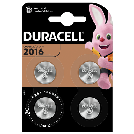 Image of Duracell CR2016 knoopcelbatterijen 4 stuks 5000394119314