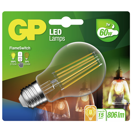 GP LED lamp klassiek filament FS 7W E27 085317
