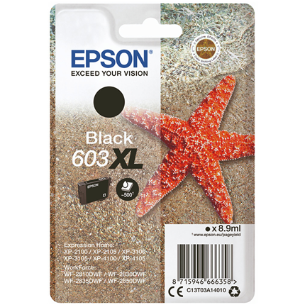 Epson Cartridge 603 XL Black ± 500 pagina's