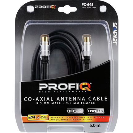 Profiq Coax kabel (M)-(F) recht 5m