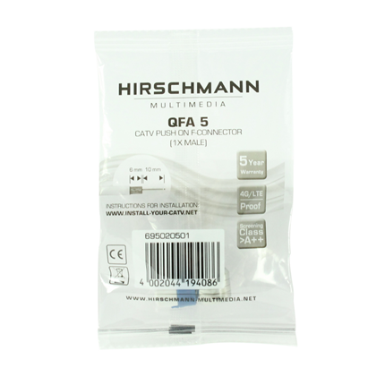 Hirschmann catv push on F-connecteur haaks QFA5 695020501