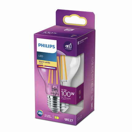 Philips LED lamp E27 10,5W 2700K Peer Filament